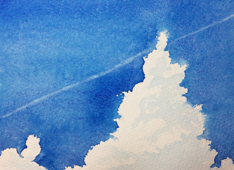 透明水彩初心者向け 青空 夏空 を簡単に描いてみよう